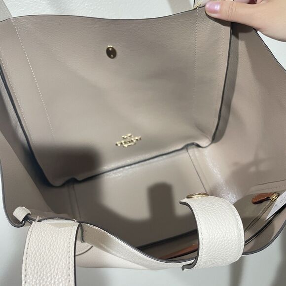 NWT Coach Hadley Turnlock Tote Shoulder Bag Pebbled Leather CAL17 Chalk Cream - Picture 8 of 10